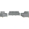 Image de vidaXL Ensemble de canapés 3 pièces avec coussins Tissu gris clair