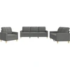 Image de vidaXL Ensemble de canapés 3 pièces avec coussins Tissu gris foncé