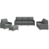 Image de vidaXL Ensemble de canapés 4 pièces avec coussins Tissu gris foncé