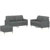 Image de vidaXL Ensemble de canapés 3 pièces avec coussins Tissu gris foncé