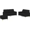 Image de vidaXL Ensemble de canapés 3 pièces avec coussins Tissu noir