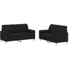 Image de vidaXL Ensemble de canapés 2 pièces avec coussins Tissu noir