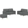 Image de vidaXL Ensemble de canapés 3 pièces avec coussins Tissu gris foncé