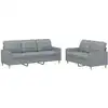 Image de vidaXL Ensemble de canapés 2 pièces avec coussins Tissu gris clair