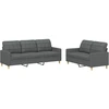 Image de vidaXL Ensemble de canapés 2 pièces avec coussins Tissu gris foncé