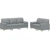 Image de vidaXL Ensemble de canapés 2 pièces avec coussins Tissu gris clair