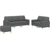 Image de vidaXL Ensemble de canapés 3 pièces avec coussins Tissu gris foncé
