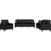 Image de vidaXL Ensemble de canapés 3 pièces avec coussins Noir Similicuir