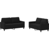 Image de vidaXL Ensemble de canapés 2 pièces avec coussins Tissu noir