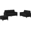 Image de vidaXL Ensemble de canapés 3 pièces avec coussins Tissu noir