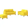Image de vidaXL Ensemble de canapés 3 pièces avec coussins Tissu jaune clair