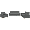 Image de vidaXL Ensemble de canapés 3 pièces avec coussins Tissu gris foncé