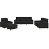 Image de vidaXL Ensemble de canapés 4 pièces avec coussins Tissu noir
