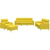Image de vidaXL Ensemble de canapés 4 pièces avec coussins Tissu jaune clair