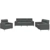 Image de vidaXL Ensemble de canapés 3 pièces avec coussins Tissu gris foncé
