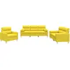 Image de vidaXL Ensemble de canapés 3 pièces avec coussins Tissu jaune clair
