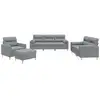 Image de vidaXL Ensemble de canapés 4 pièces avec coussins Tissu gris clair