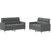 Image de vidaXL Ensemble de canapés 2 pièces avec coussins Tissu gris foncé