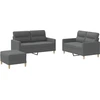 Image de vidaXL Ensemble de canapés 3 pièces avec coussins Tissu gris foncé