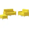 Image de vidaXL Ensemble de canapés 3 pièces avec coussins Tissu jaune clair