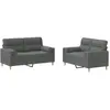 Image de vidaXL Ensemble de canapés 2 pièces avec coussins Tissu gris foncé