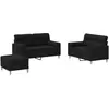 Image de vidaXL Ensemble de canapés 3 pièces avec coussins Tissu noir