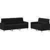 Image de vidaXL Ensemble de canapés 2 pièces avec coussins Tissu noir
