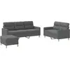 Image de vidaXL Ensemble de canapés 3 pièces avec coussins Tissu gris foncé