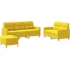 Image de vidaXL Ensemble de canapés 3 pièces avec coussins Tissu jaune clair
