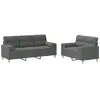 Image de vidaXL Ensemble de canapés 2 pièces avec coussins Tissu gris foncé