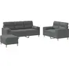 Image de vidaXL Ensemble de canapés 3 pièces avec coussins Tissu gris foncé