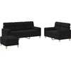 Image de vidaXL Ensemble de canapés 3 pièces avec coussins Tissu noir
