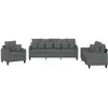 Image de vidaXL Ensemble de canapés 3 pièces avec coussins Tissu gris foncé
