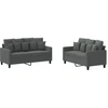 Image de vidaXL Ensemble de canapés 2 pièces avec coussins Tissu gris foncé
