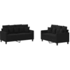 Image de vidaXL Ensemble de canapés 2 pièces avec coussins Tissu noir
