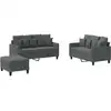 Image de vidaXL Ensemble de canapés 3 pièces avec coussins Tissu gris foncé