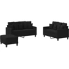 Image de vidaXL Ensemble de canapés 3 pièces avec coussins Tissu noir