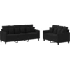 Image de vidaXL Ensemble de canapés 2 pièces avec coussins Tissu noir