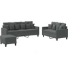 Image de vidaXL Ensemble de canapés 3 pièces avec coussins Tissu gris foncé