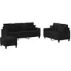 Image de vidaXL Ensemble de canapés 3 pièces avec coussins Tissu noir