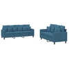 Image de vidaXL Ensemble de canapés 2 pièces avec coussins bleu velours