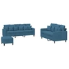 Image de vidaXL Ensemble de canapés 3 pièces avec coussins bleu velours