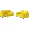 Image de vidaXL Ensemble de canapés 2 pièces avec coussins Tissu jaune clair