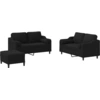 Image de vidaXL Ensemble de canapés 3 pièces avec coussins Tissu noir