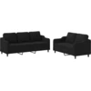 Image de vidaXL Ensemble de canapés 2 pièces avec coussins Tissu noir