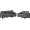 Image de vidaXL Ensemble de canapés 2 pièces avec coussins Tissu gris foncé