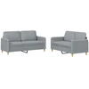 Image de vidaXL Ensemble de canapés 2 pièces avec coussins Tissu gris clair