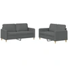 Image de vidaXL Ensemble de canapés 2 pièces avec coussins Tissu gris foncé