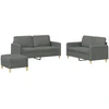 Image de vidaXL Ensemble de canapés 3 pièces avec coussins Tissu gris foncé