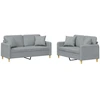 Image de vidaXL Ensemble de canapés 2 pièces avec coussins Tissu gris clair